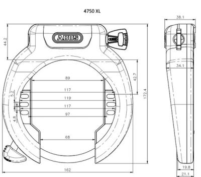 Abus Rahmenschloss Pro Amparo 4750XL NR ohne Halter schwarz  Produktbild 1