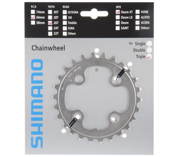 Shimano Kettenblatt XT FC-M771 26 Z&auml;hne silber 