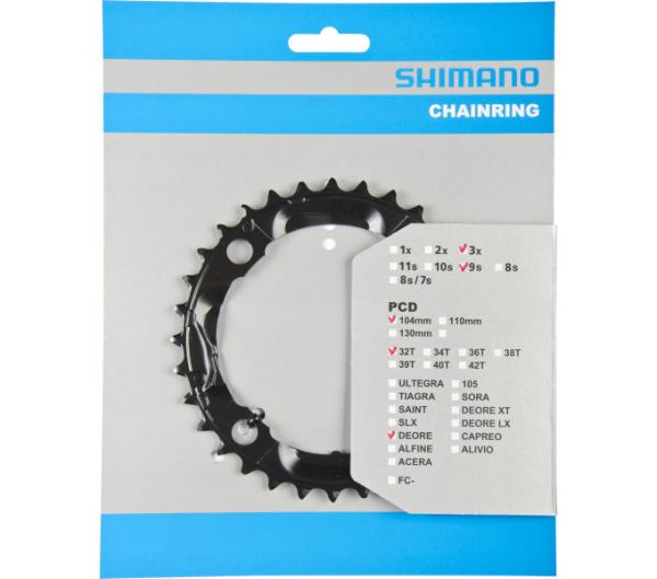 Shimano Kettenblatt DEORE FC-M590 32 Z&auml;hne schwarz 
