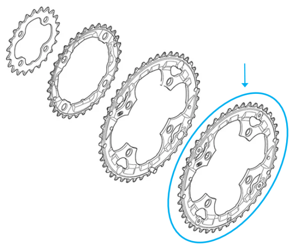 Shimano Kettenblatt DEORE FC-M590 44 Z&auml;hne f&uuml;r Hosenschutz 