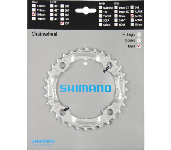 Shimano Kettenblatt ALIVIO FC-M430 32 Z&auml;hne mit Kettenschutz silber 