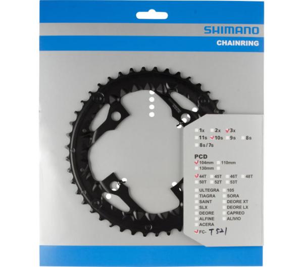 Shimano Kettenblatt FC-T521 44 Z&auml;hne AE f&uuml;r Hosenschutz schwarz 