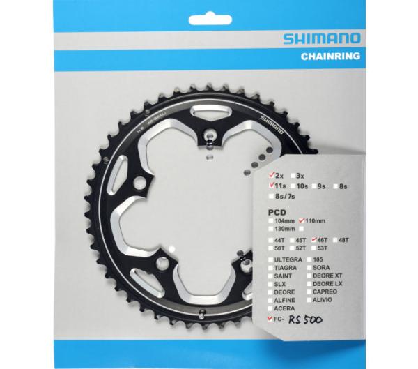 Shimano Kettenblatt FC-RS500 46 Z&auml;hne MJ schwarz 
